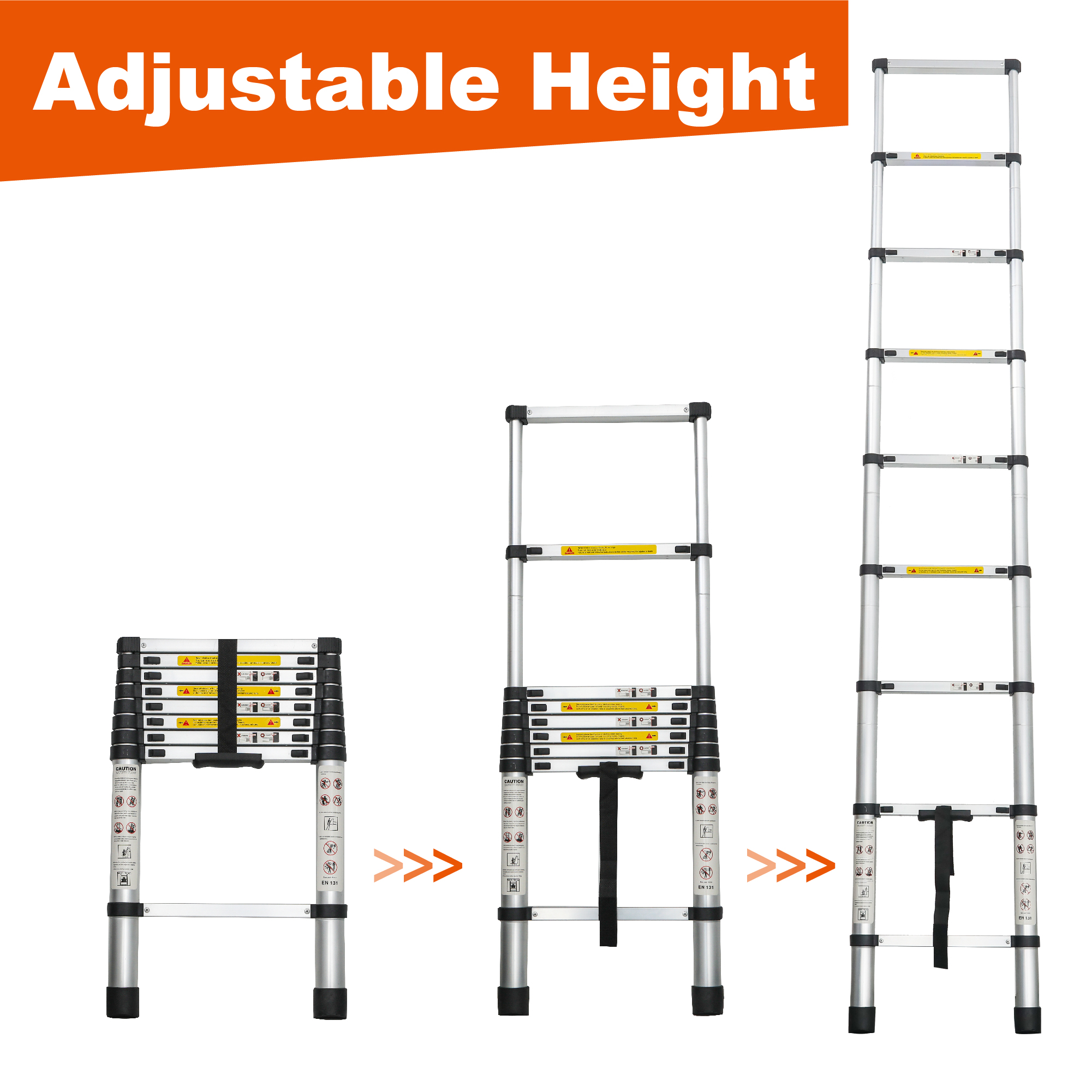 Telescoping Ladder 8.5FT, Telescopic Extension Ladder, Aluminum Alloy Folding Ladder Portable Multi-Purpose for Indoor Outdoor Work, Heavy Duty 300 lbs Load — foto 2