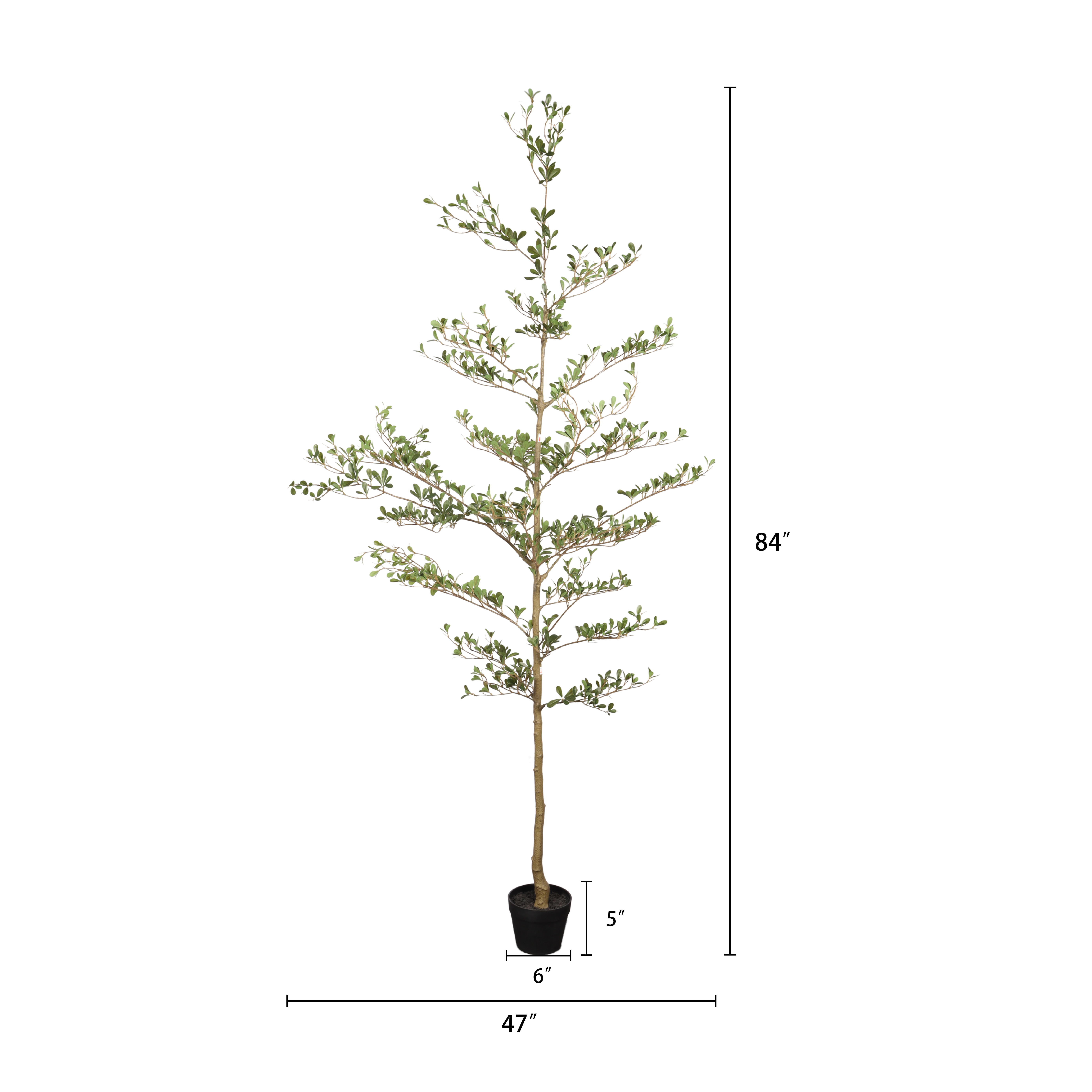 7FT Artificial Black Olive Tree with Black Plastic Pot, Realistic Tall Fake Plant for Indoor Home Living Room Corner Decoration, 1pc/set — foto 3