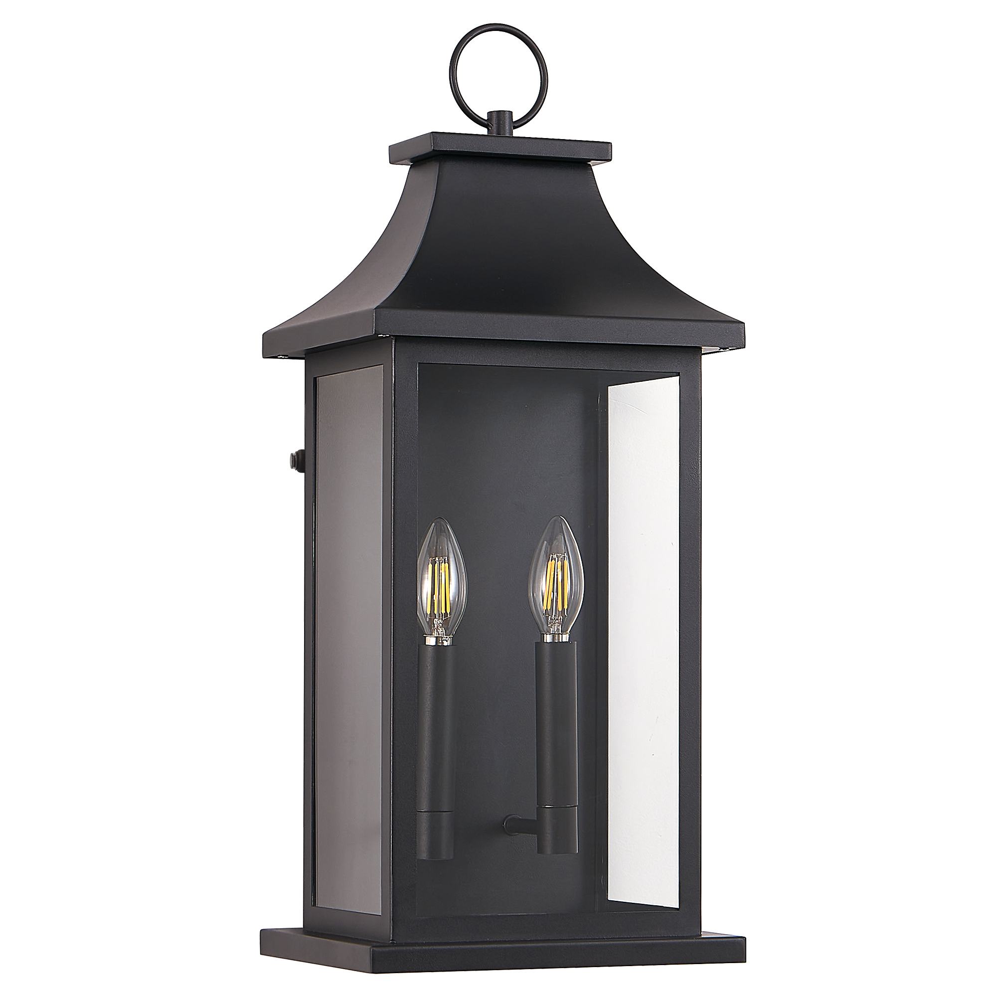Dusk to Dawn Outdoor Wall Lantern 2-Light, 22.2" Large Outside Wall Sconce, Modern Black Wall Light Fixture with Glass, Waterproof Exterior Lamp for House, Porch, Garage 4