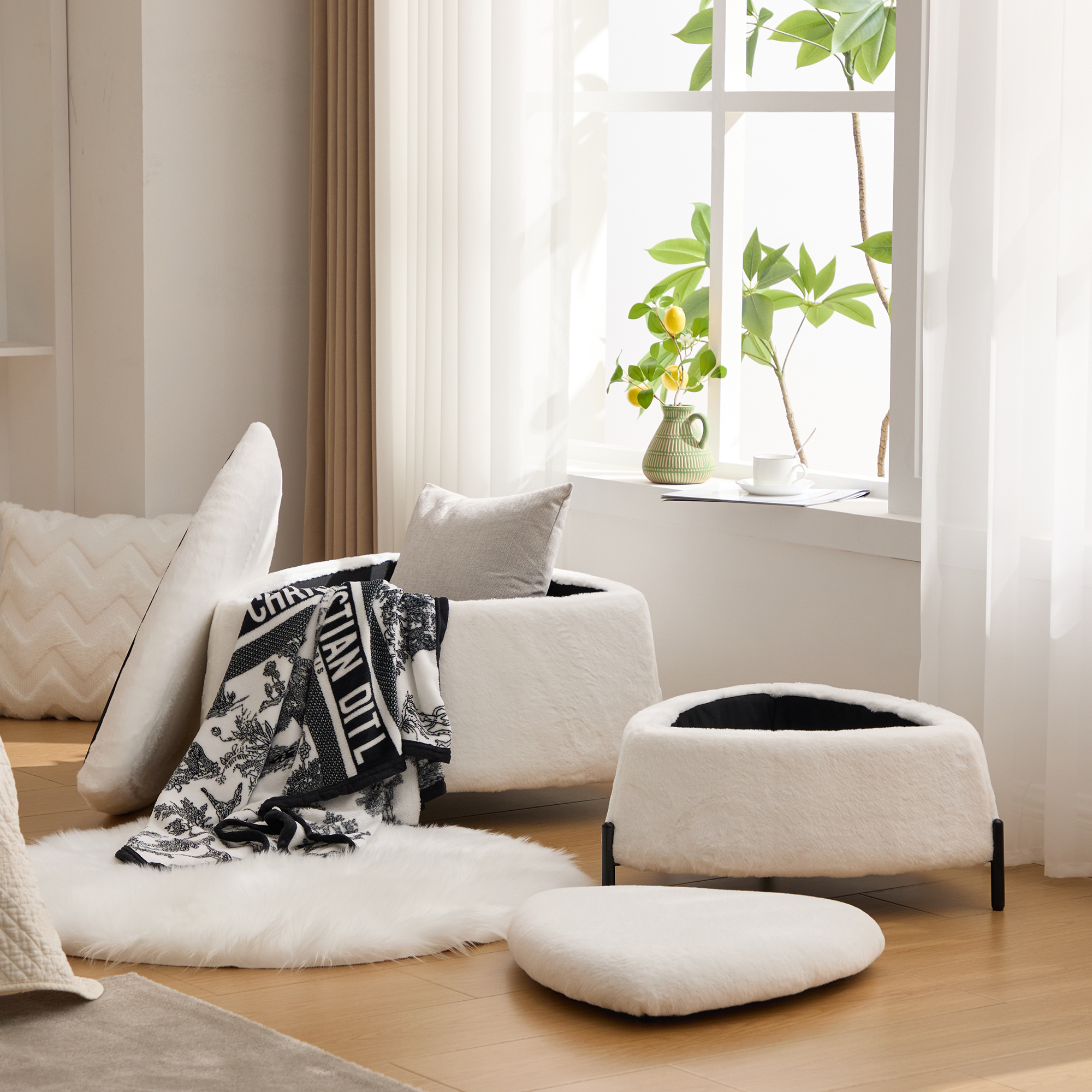 Faux Fur Storage Ottoman Set, picture 4 of 4