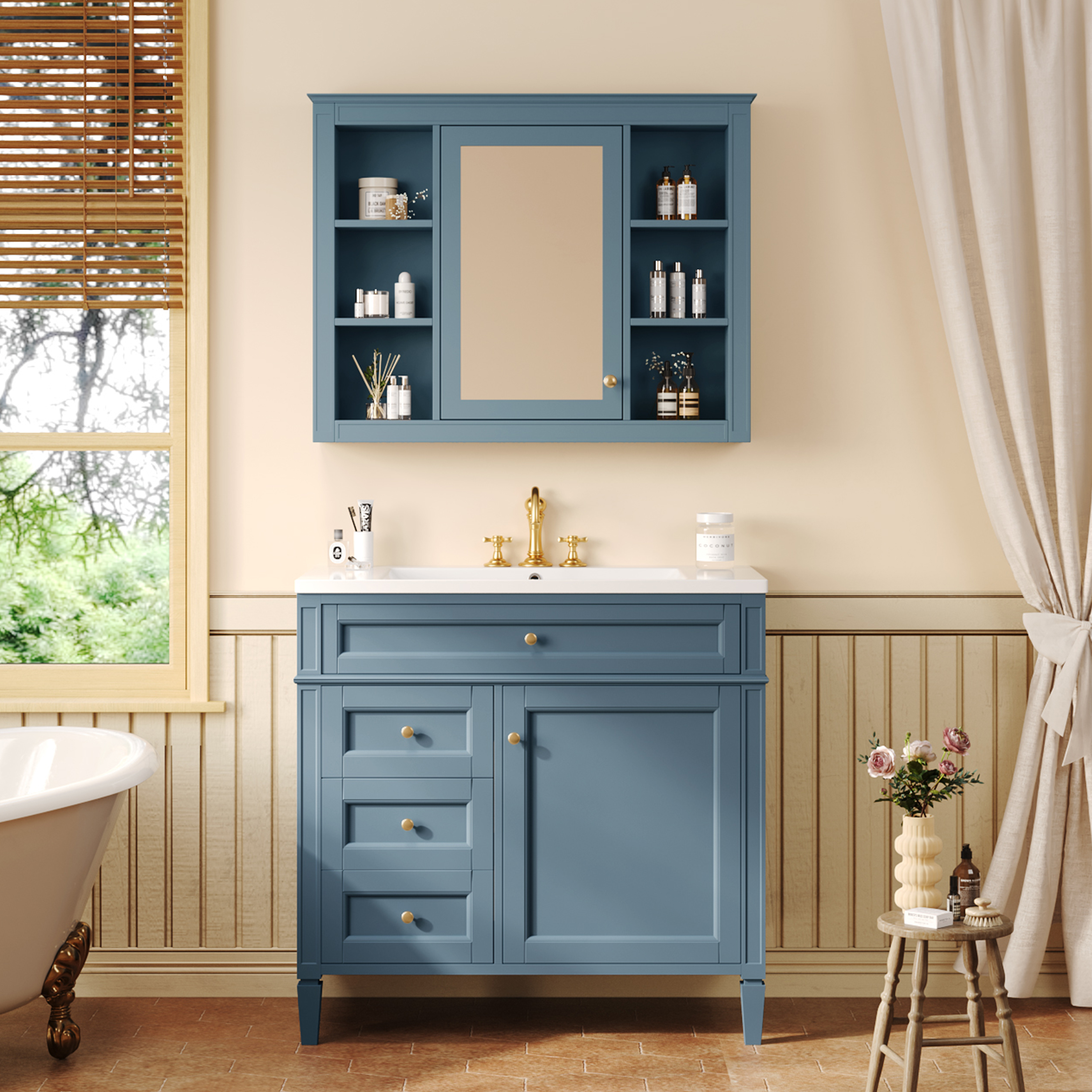 36'' Bathroom Vanity with  Medicine Cabinet, Modern Bathroom Storage Cabinet with 2 Soft Closing Doors, Single Sink Bathroom Vanity — foto 5