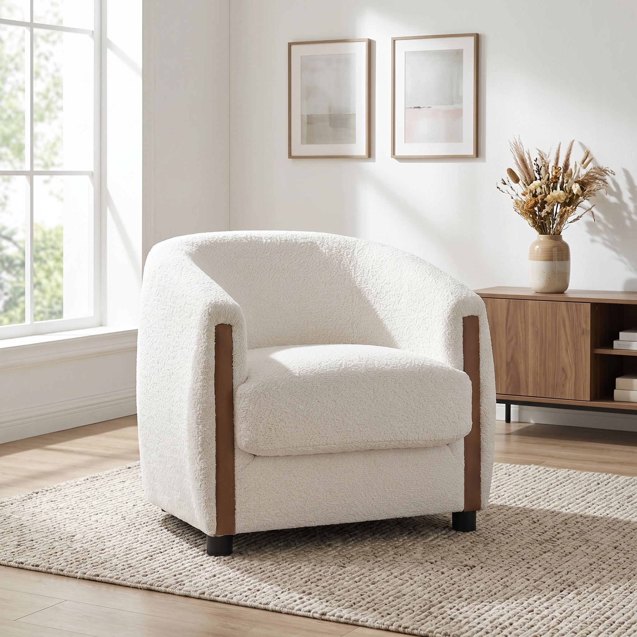 Teddy Fleece Barrel Accent Chair, picture 3 of 4