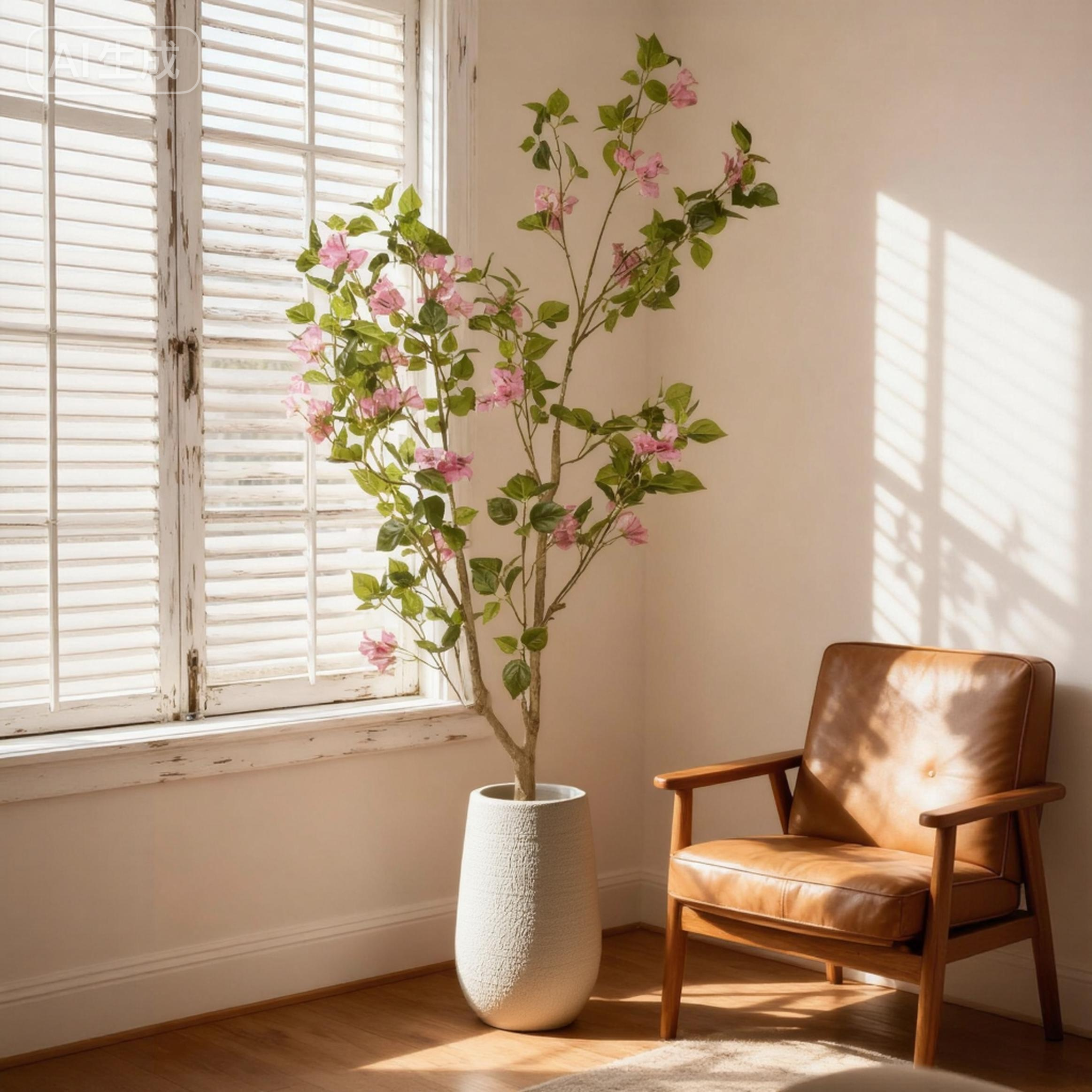 5FT Artificial Bougainvillea Tree with Black Plastic Pot, Realistic Fake Flowering Tree for Indoor Home Office Decor, Potted Faux Plant, 1pc/set — foto 5