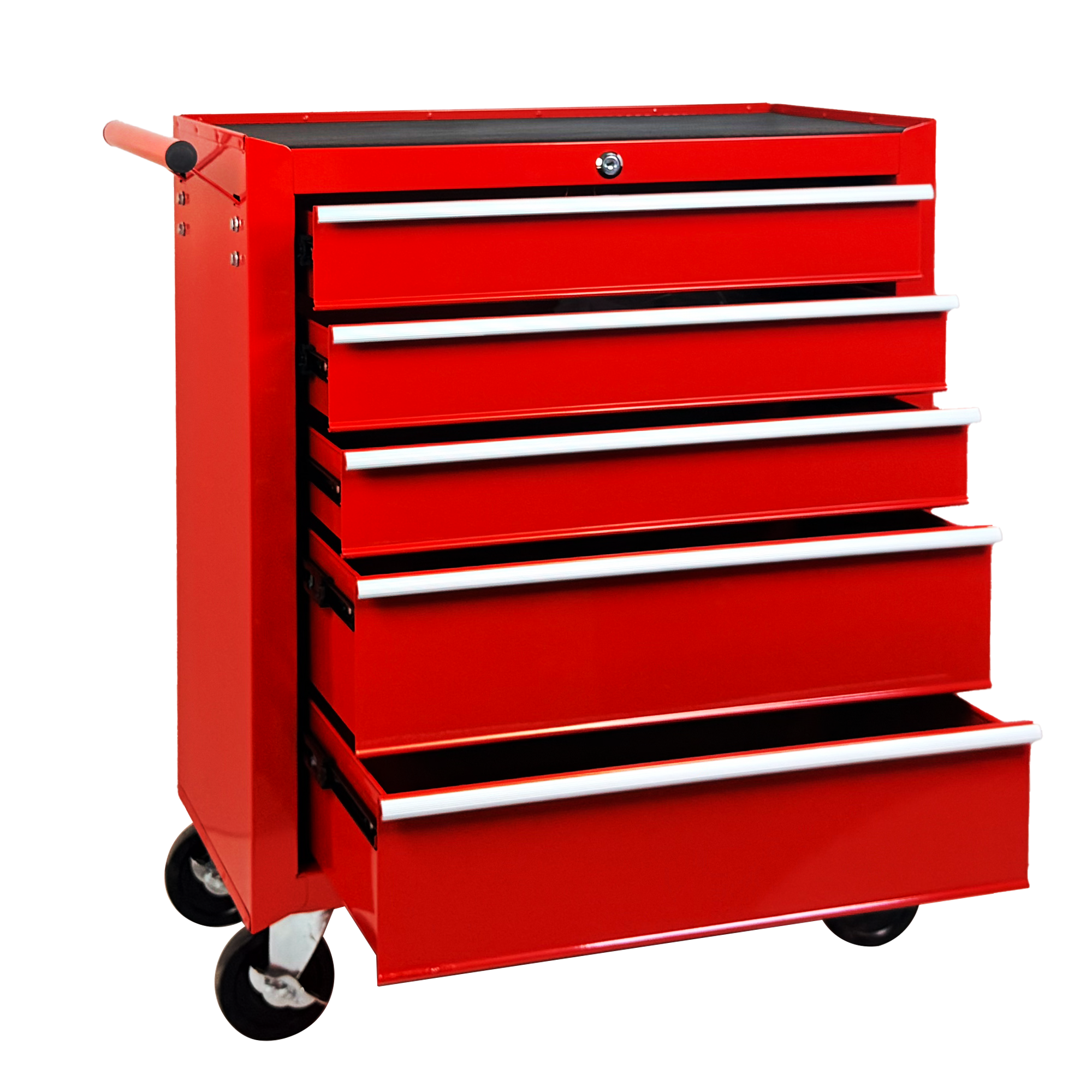 5-Drawer Rolling Tool Chest w/Lock & Key, Tool Storage Cabinet with Wheels, Top Cushion & Drawer Liners, Tool Organizer Box for Garage, Warehouse & Repair Shop-RED — foto 14