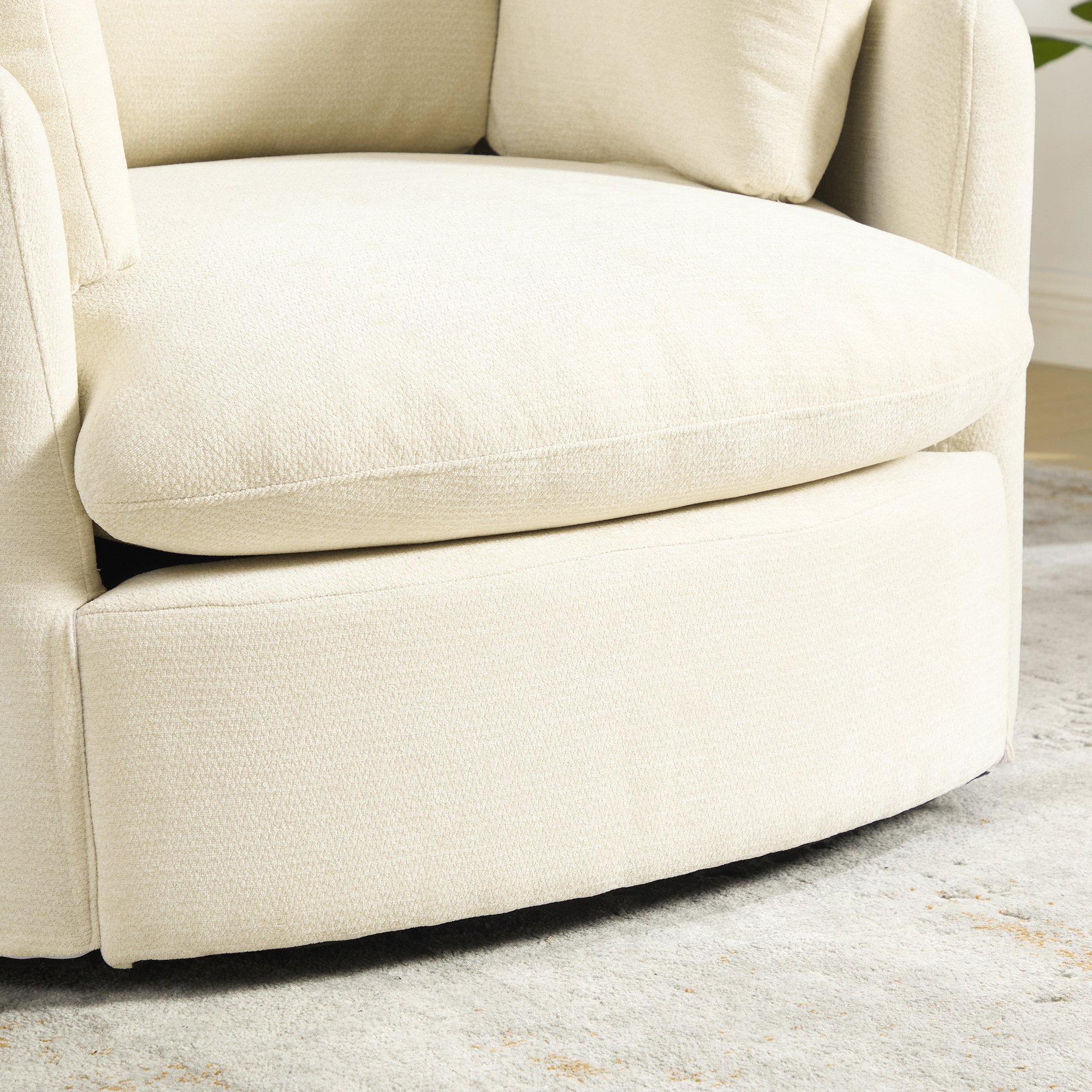 42.52"W Swivel Barrel Chair with Chenille, 360° Swivel Accent Chair with 3 Plump Pillows, Swivel Round Chair with Removable Cushion for Living Room Bedroom Apartment, Beige — foto 8
