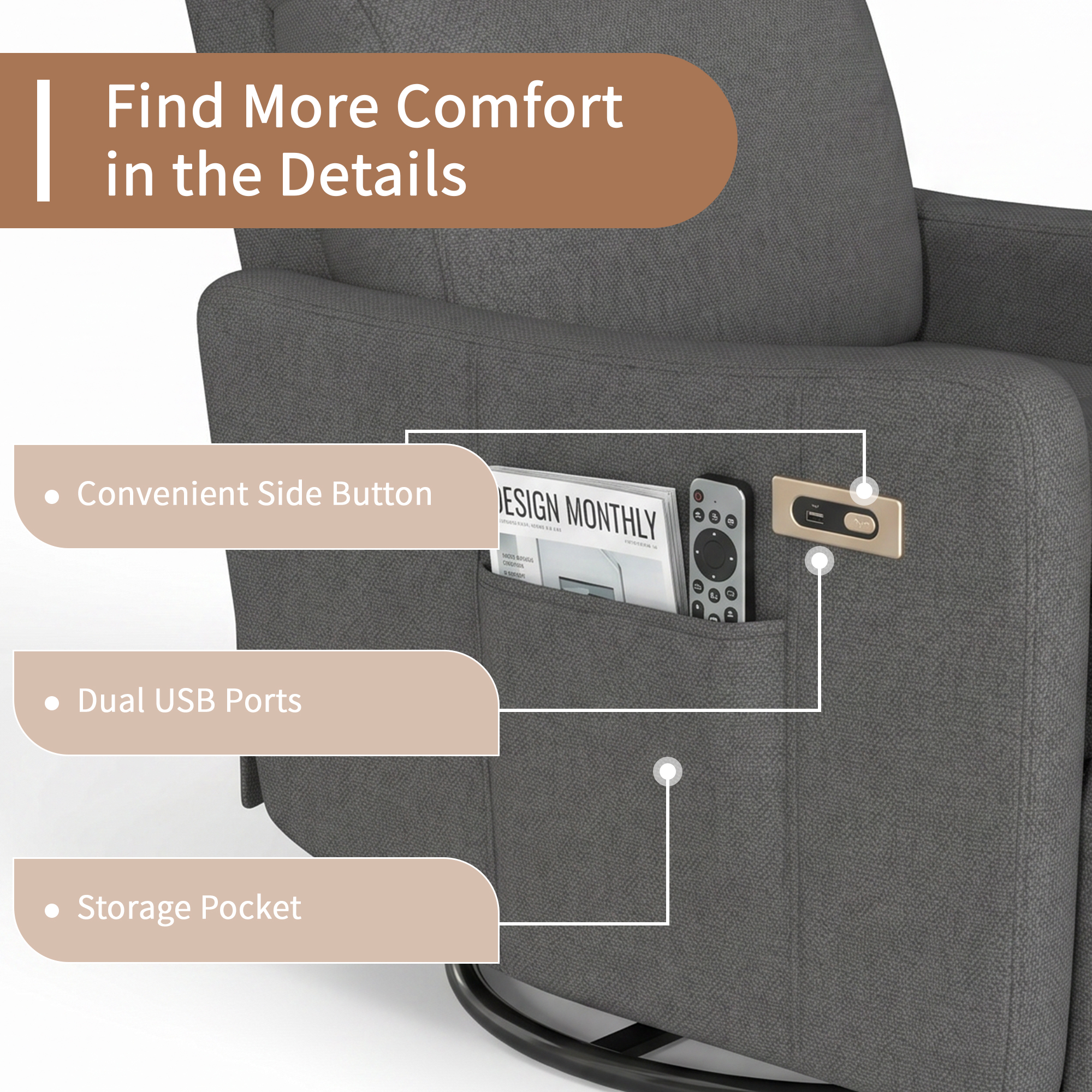 Power Swivel Recliner Chair, picture 4 of 5