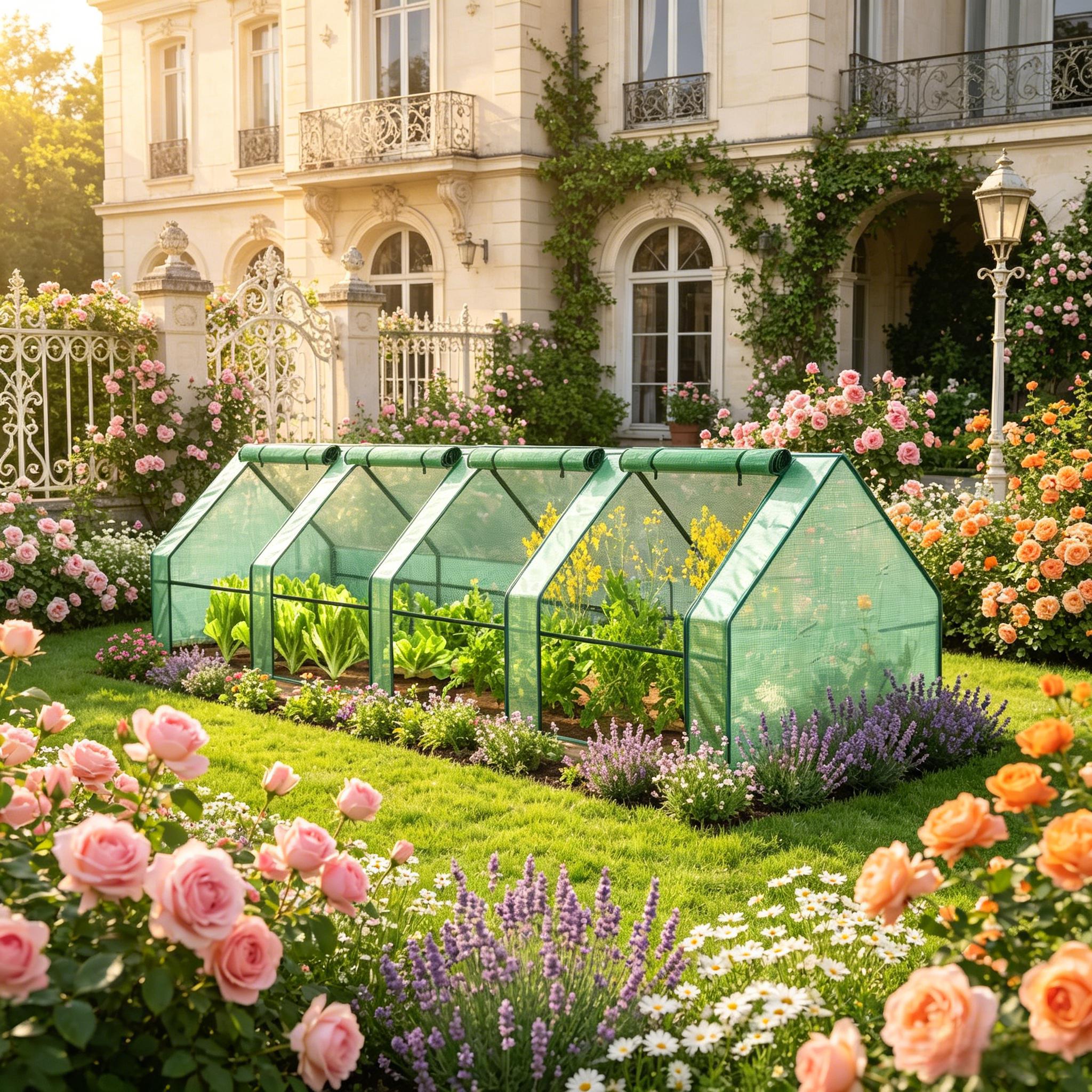 Portable Mini Greenhouse for Outdoor Garden, PE Cover with Water & UV Protection and Large Zipper Doors