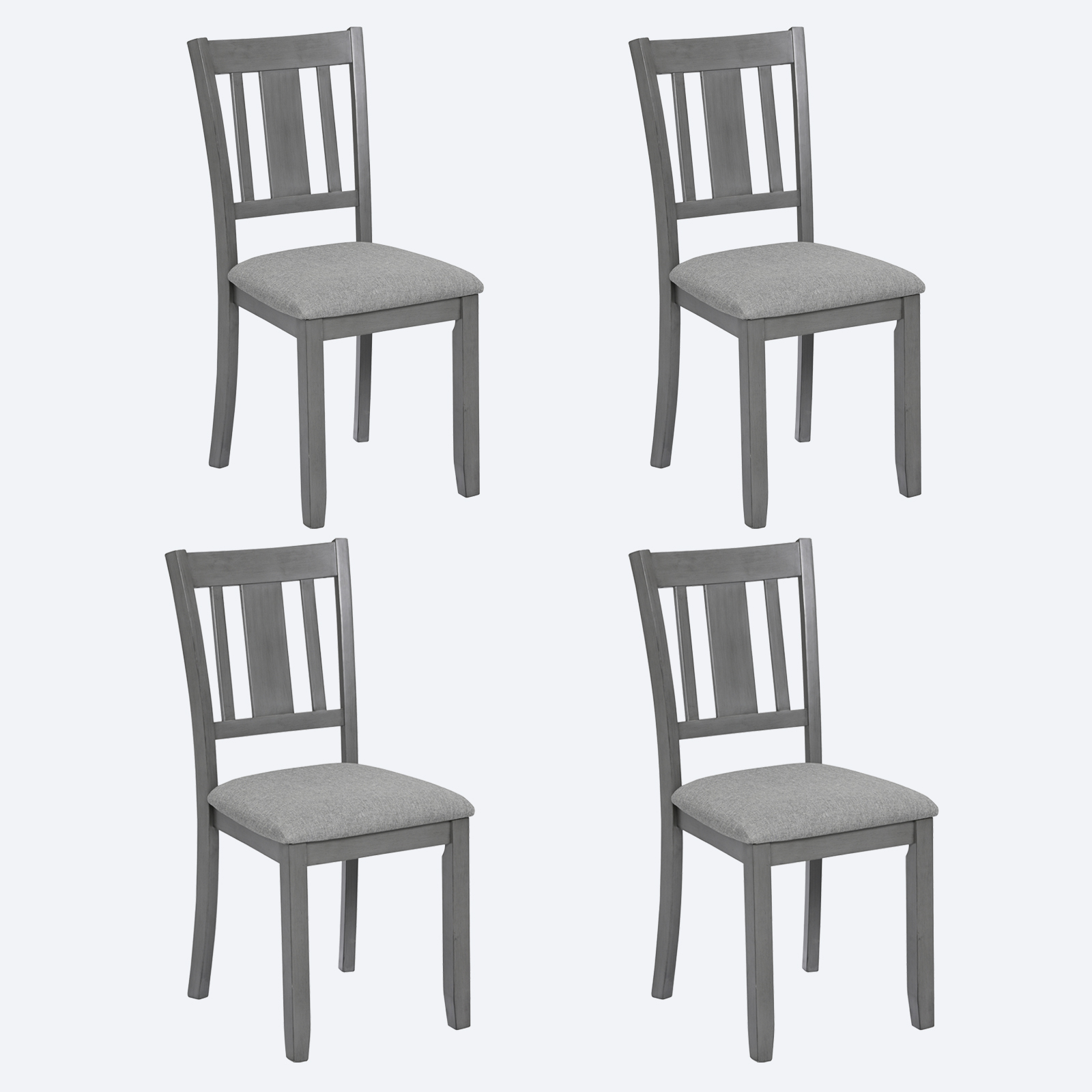 Dining Chairs Only, Wooden Dining Chairs Set of 4, Kitchen Chair with Padded Seat, Upholstered Side Chair for Dining Room, Living Room, Gray 4