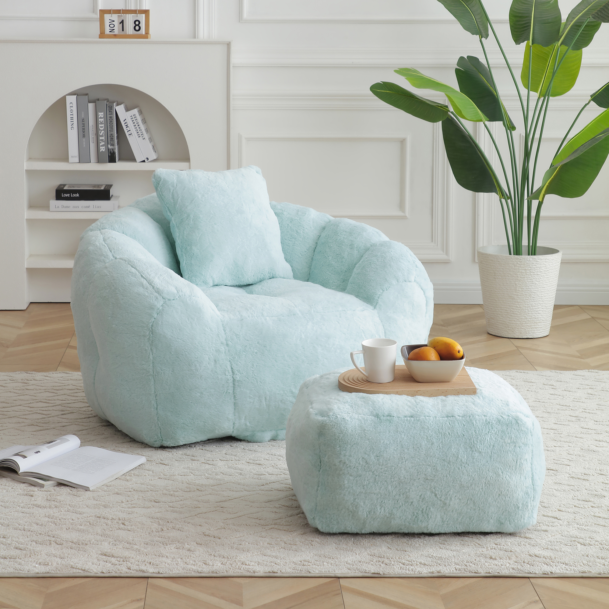 Giant Bean Bag Chair withFootstool Oversized