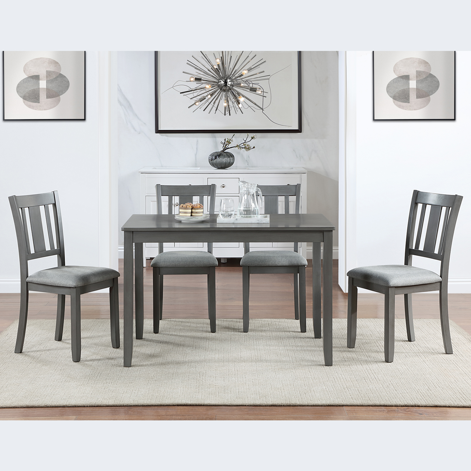 Wooden Dining Rectangular Table, Kitchen Table for Small Space, 4 Person Dining Table, Gray ONLY THE TABLE 7