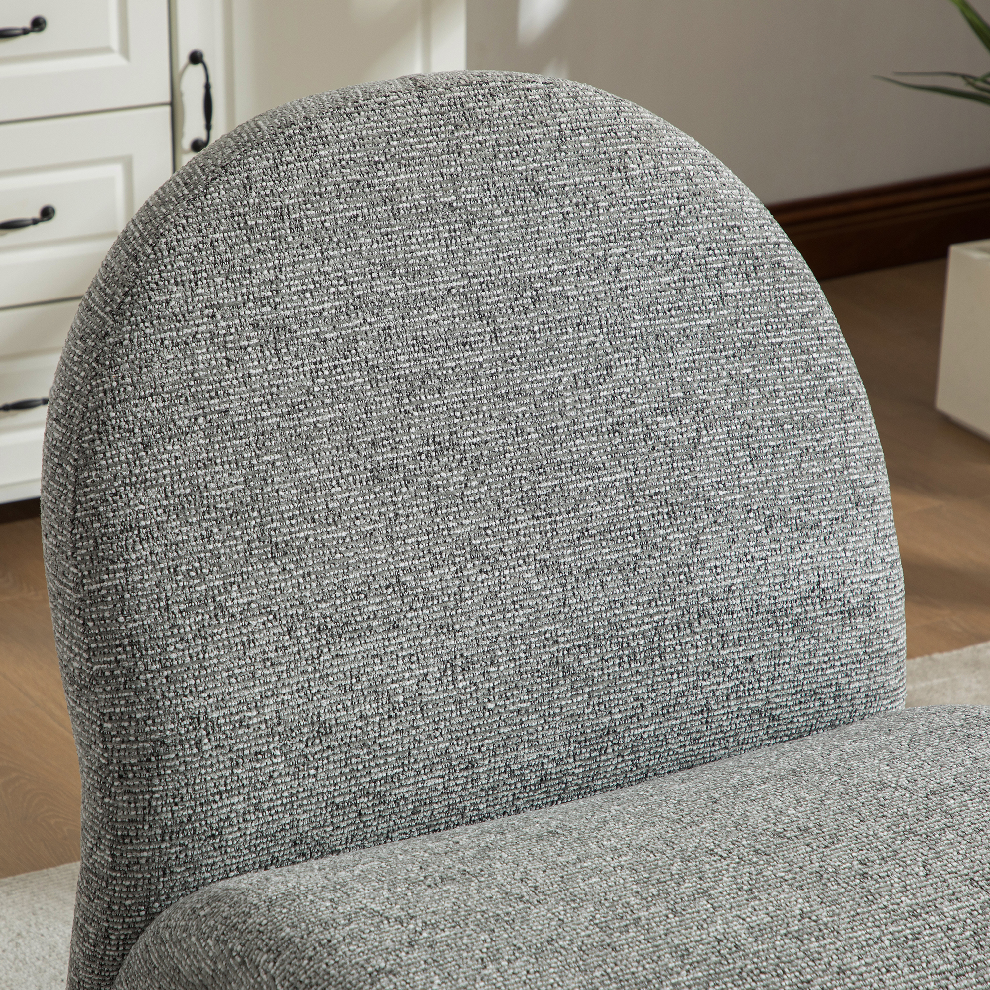 Chenille Armless Accent Chair with Ottoman, picture 4 of 5