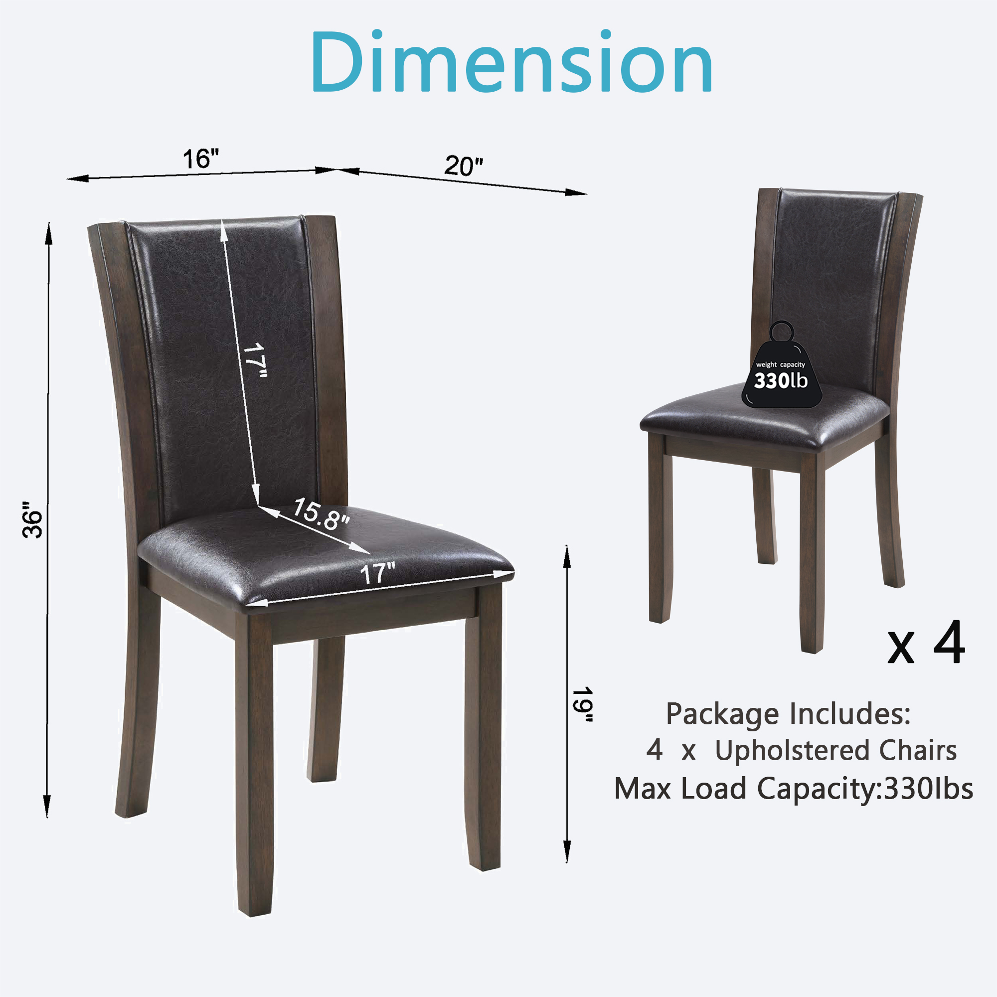 Wooden Dining Chairs Set of 4, picture 4 of 4