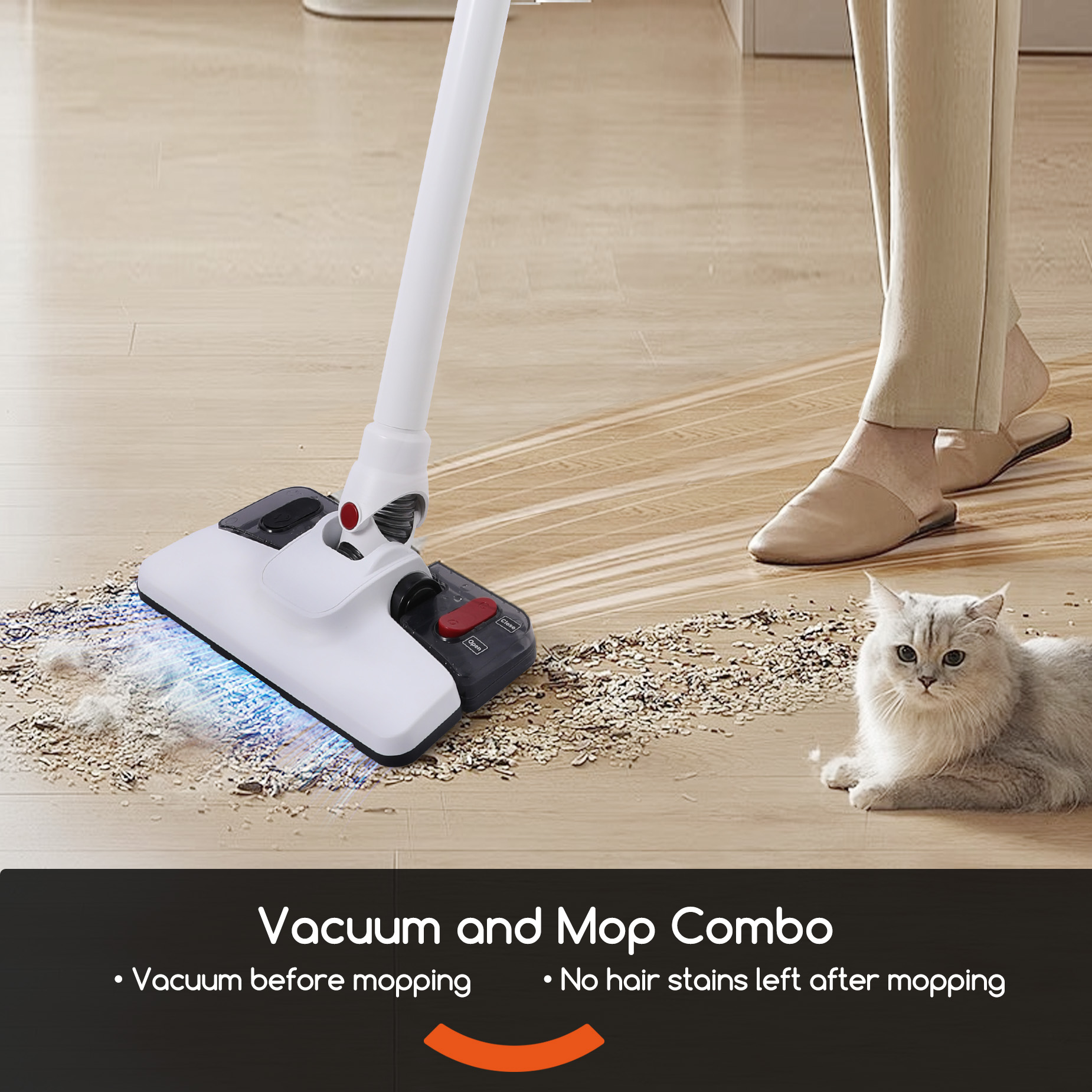 Lightweight Stick Vacuum Cleaner, Unique Vacuum and Mop Combo - 3 Dust Filters/Microfiber Pads,Corded Stick Vacuums & Electric Brooms - 400W 12Kpa Suction for Kitchen, Bedroom, Living Room — foto 8