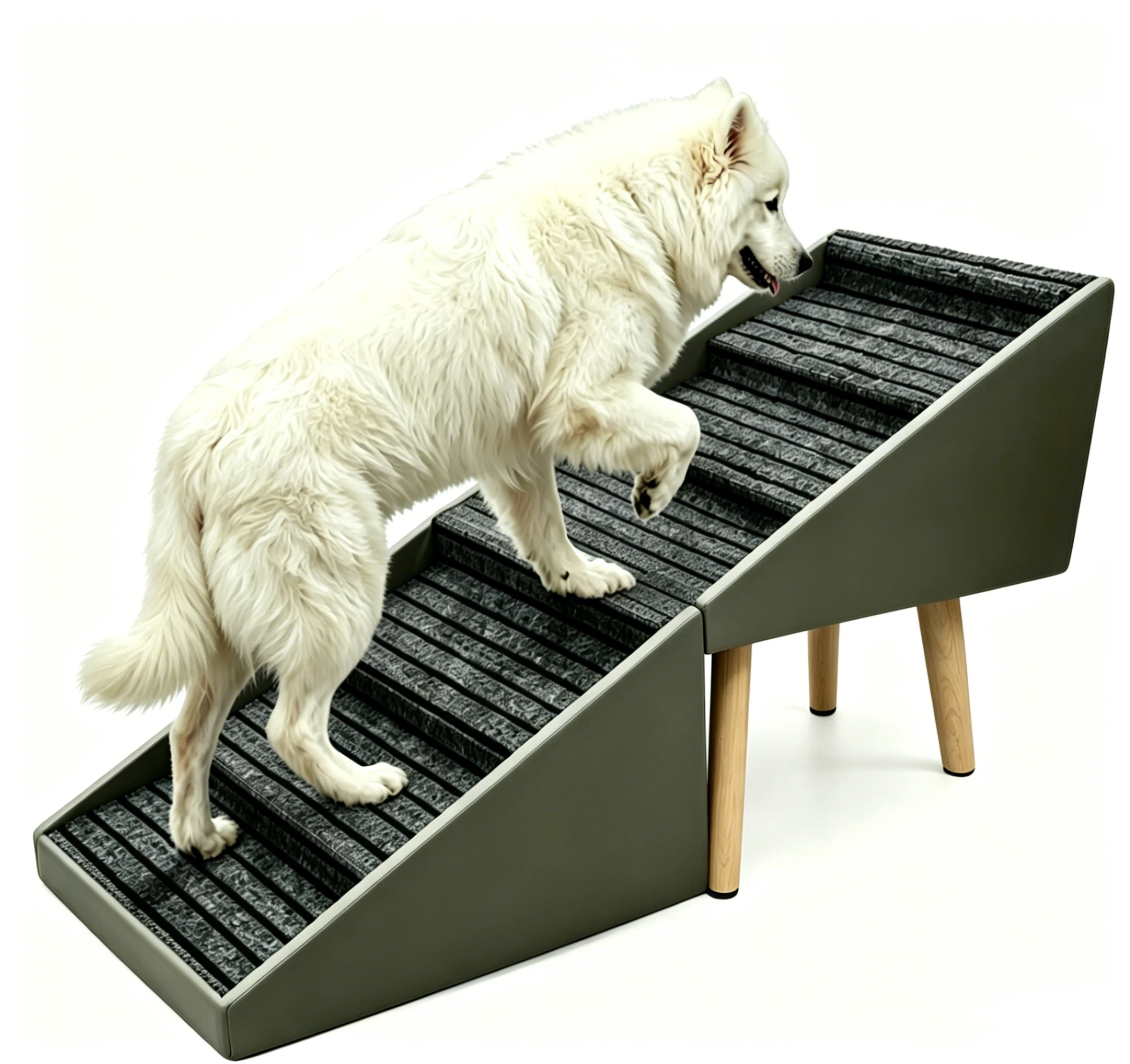 2-in-1 Dog Stairs for Bed and Couch 25.2" Foldable Dog ramp for Couch 6 Pet Steps  & Ottoman for Small and Large Dogs, Grey — foto 7