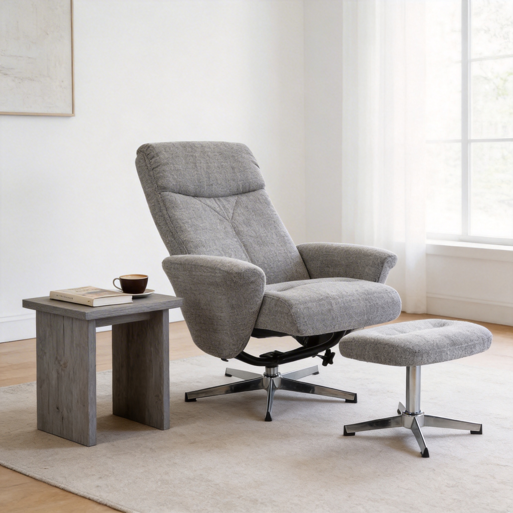Chenille Swivel Recliner with Ottoman, picture 3 of 4