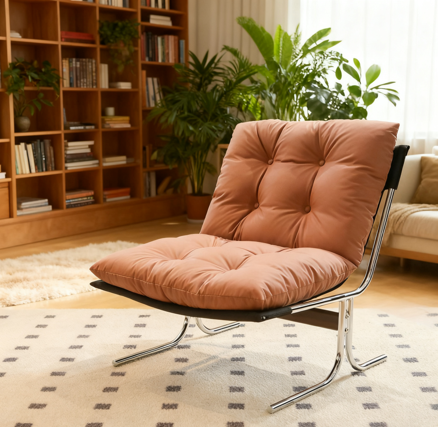 Leather Armchair Modern Accent Chair High Back