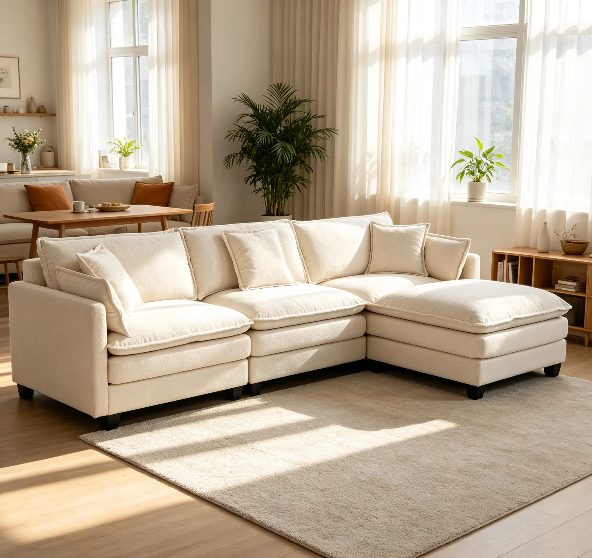 Modern 3seats with ottoman 113.77"Sectional Sofa Waist