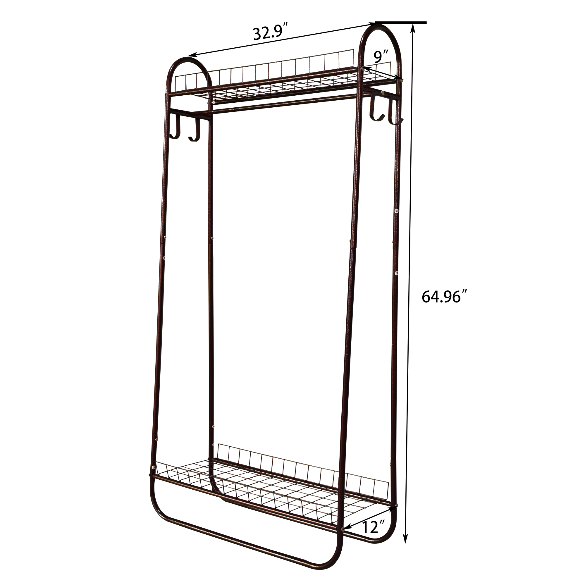 Garment Rack Freestanding Heavy Duty Clothing Rack, Metal Rolling Clothes Rack with Double Shelves, Portable Wardrobe Rack for Hanging Clothes — foto 2