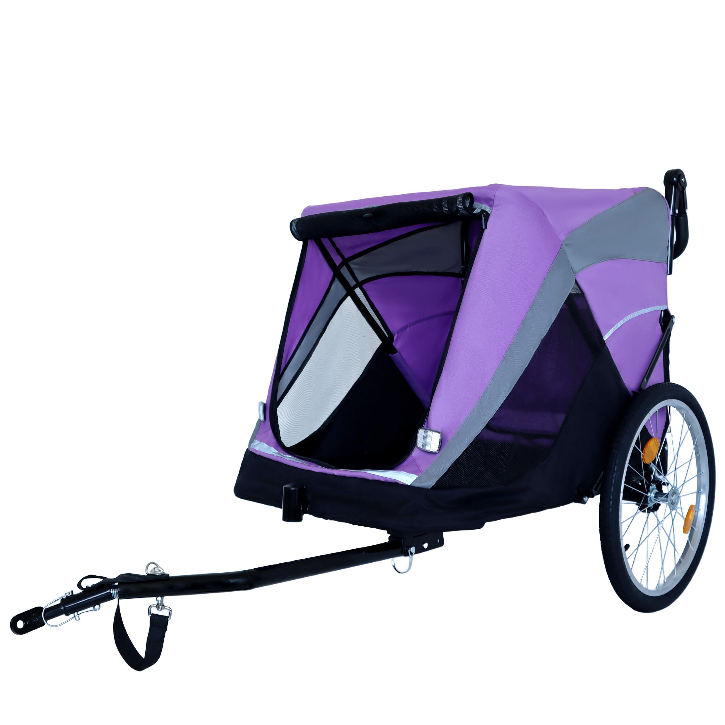 2-in-1 Bike Trailer & Push Cart for Pets - Detachable Bike Hitch & Push Handle Included - Quick Release Wheel, Internal Leash, Dual Cup Pockets and Underneath Storage Bag,  Holds Pets Up to 100 lbs — foto 23