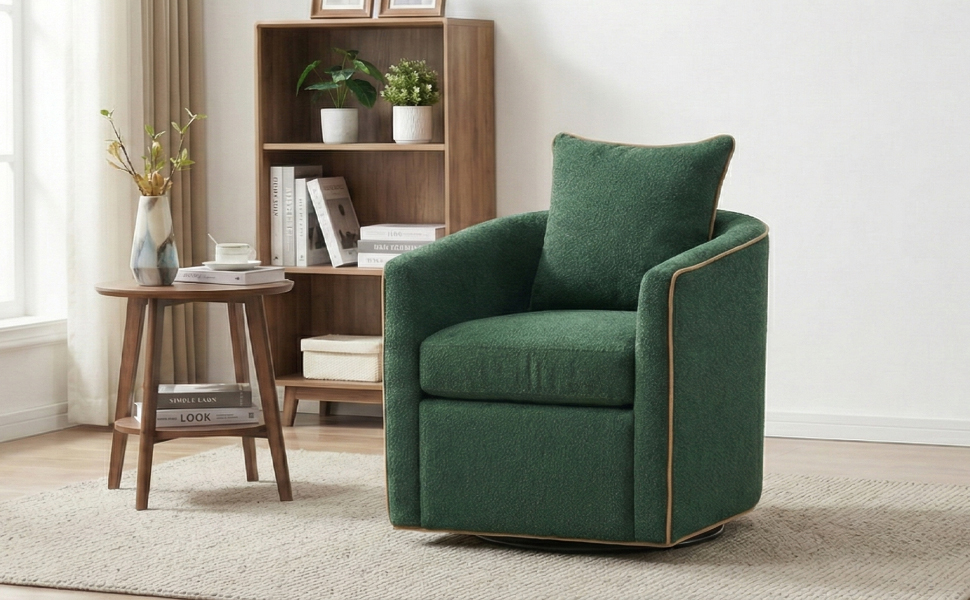 Swivel Accent Chair Upholstered Club Chair Barrel Sofa Chair for Living Room , Reading Corner, and Small Spaces, Green — foto 8