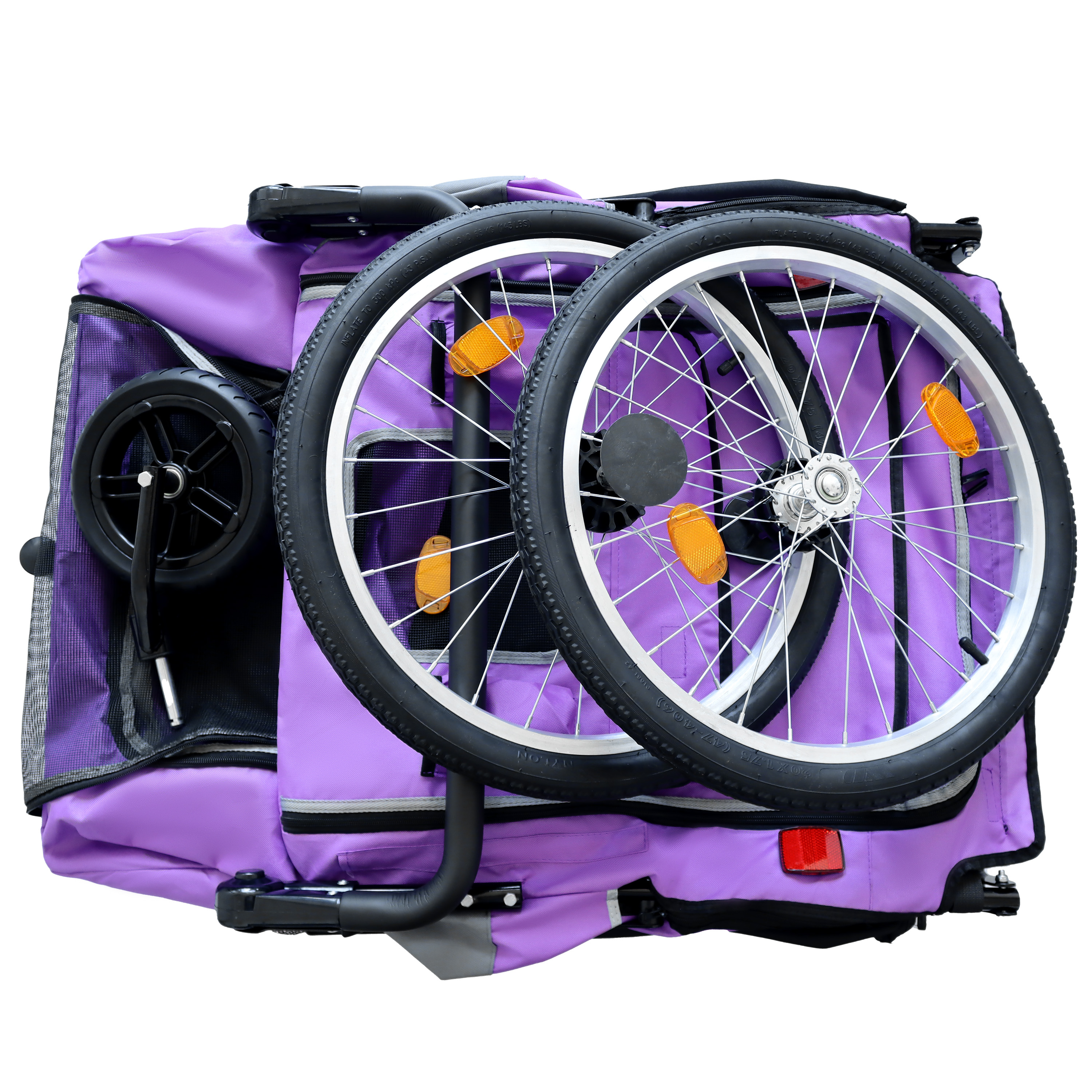 2-in-1 Bike Trailer & Push Cart for Pets - Detachable Bike Hitch & Push Handle Included - Quick Release Wheel, Internal Leash, Dual Cup Pockets and Underneath Storage Bag,  Holds Pets Up to 100 lbs — foto 20