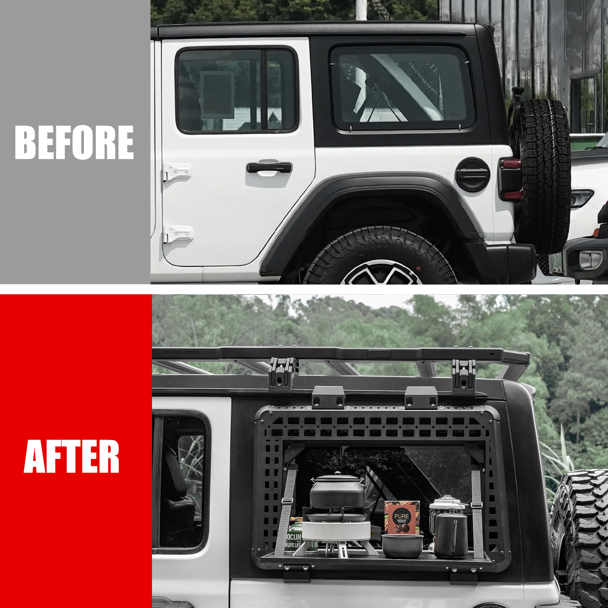 Rear Window Storage MOLLE Panel Flank Kit With Fold Down Stable Worktable for MOLLE Accessories, Tactical Storage Panel Fits Jeep Wrangler JL 4 Doors 2018–2026, Driver Side (Left) — foto 5