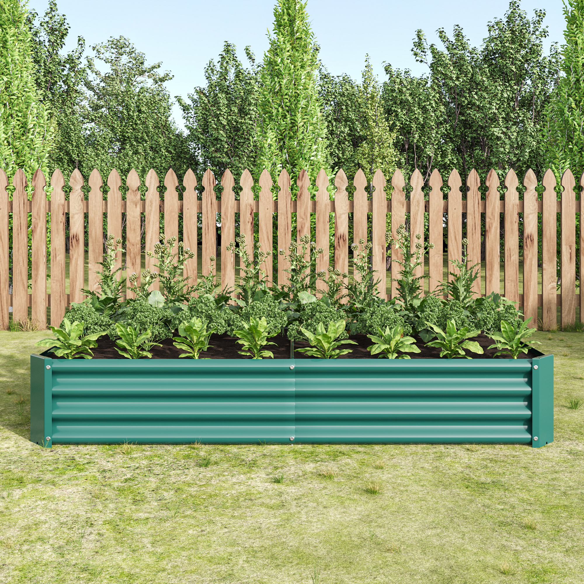 2PCS Green 6×3×1ft Metal Raised Rectangle Garden Planter Beds — foto 4