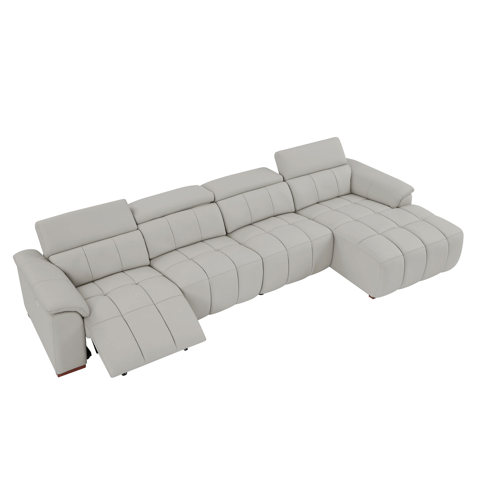 4 Seats Wall-Hugger Reclining Sofa Modern Electric Control Genuine Leather L Shaped Couch,Lounge Seat Theater Seating Furniture with USB Port, Sofa with Headrest & Footrest for Living Room,Apartment — foto 3