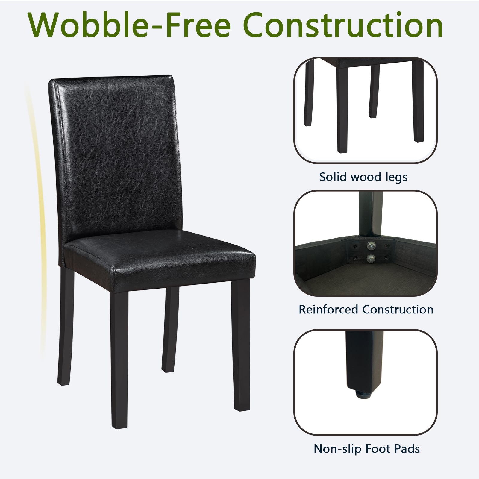 Dining Chairs set for 4, Kitchen Chair with Padded Seat, Side Chair for Dining Room, Black 7
