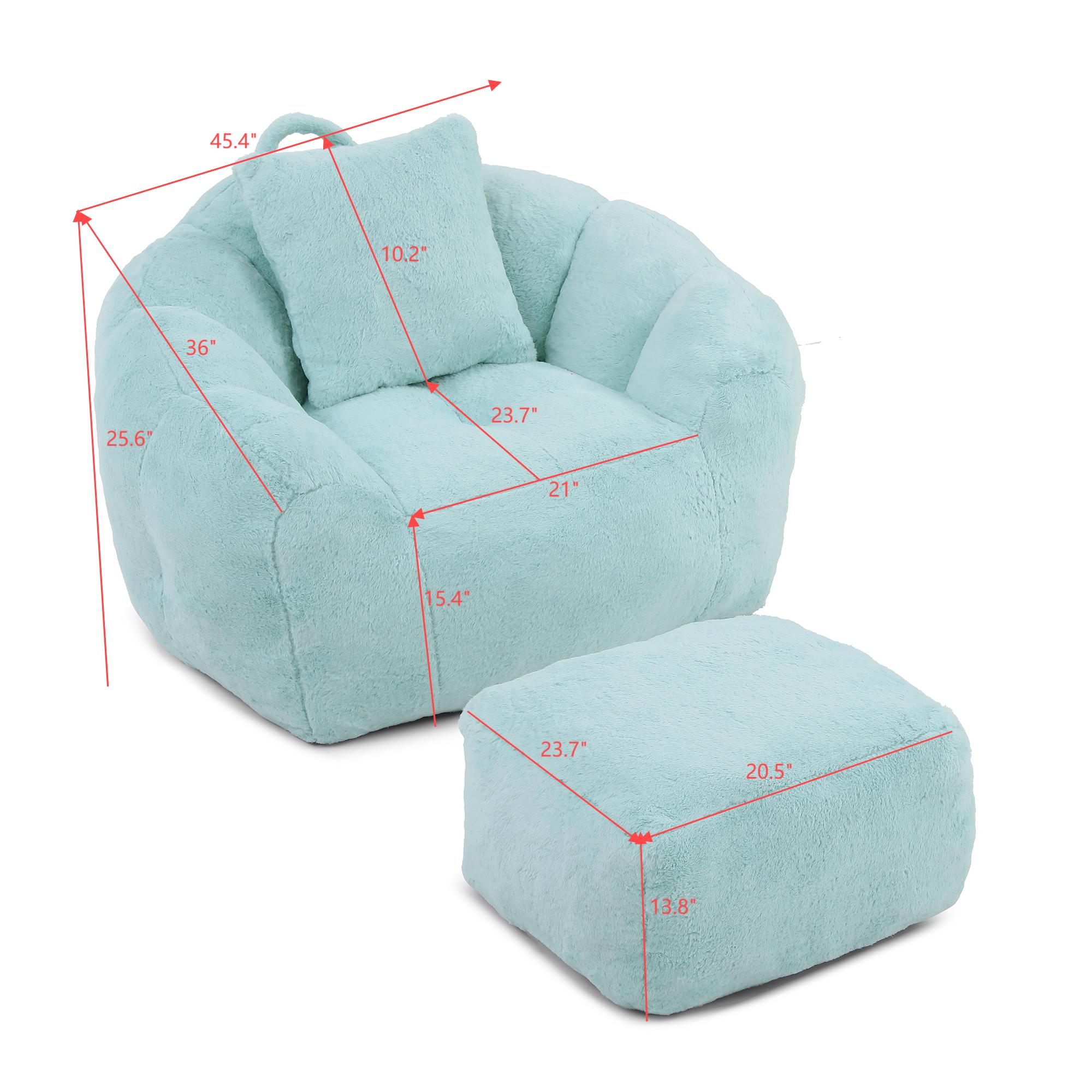 Giant Bean Bag Chair withFootstool, Oversized Bean Bag for Adults and Kids, Faux Fur Shell-Shaped Large Chair with Filler, Stuffed Big Accent Sofa, Floor Sofa for Gaming,Reading Living Room Bedroom 4