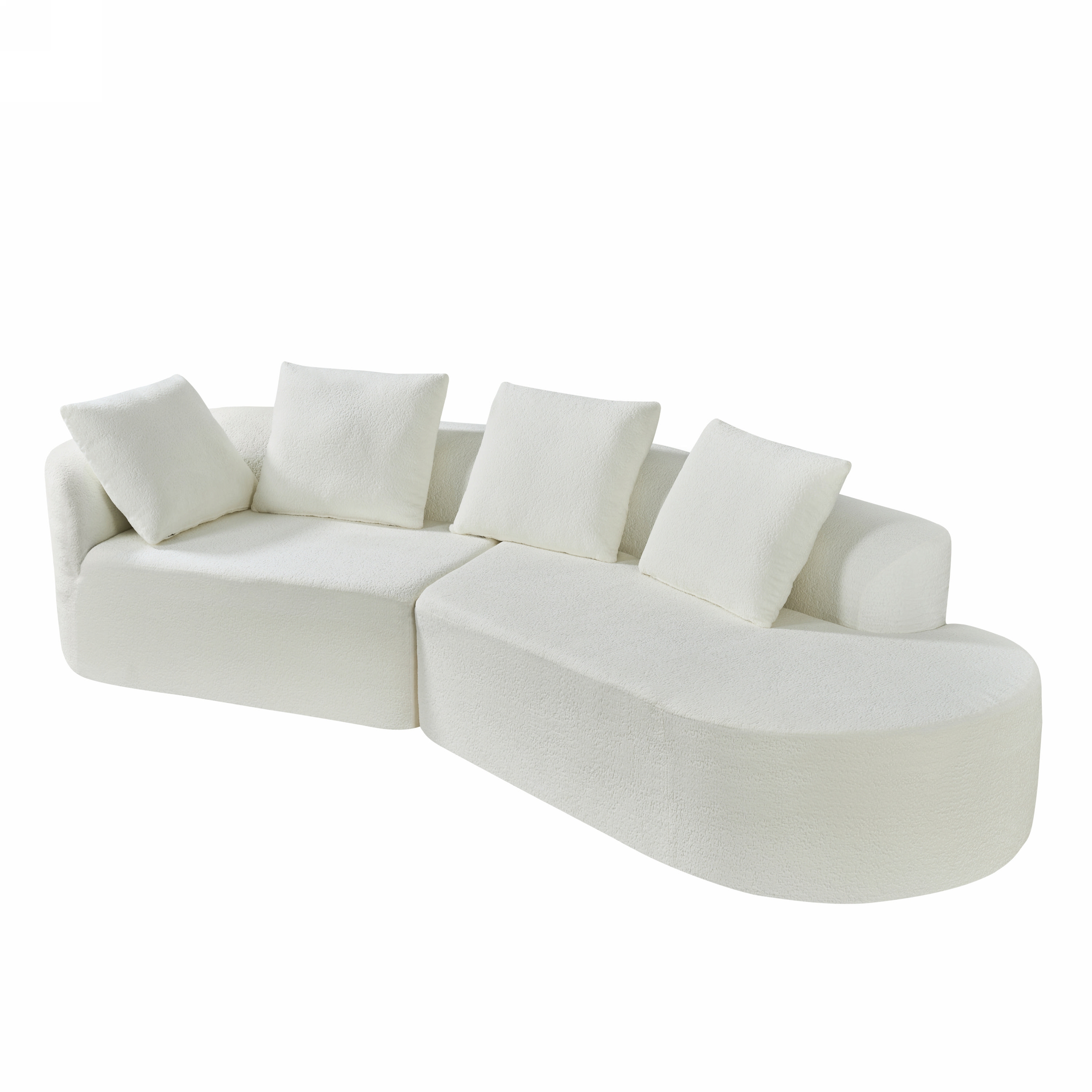 116" Modern Curved Sectional Sofa with High-Density Fully Compressed Sponge and Chaise Lounge, Pearl Upholstery, 2-Piece Set, Fully Assembled Right Hand Facing, Perfect for Living Room, Lounge — foto 3