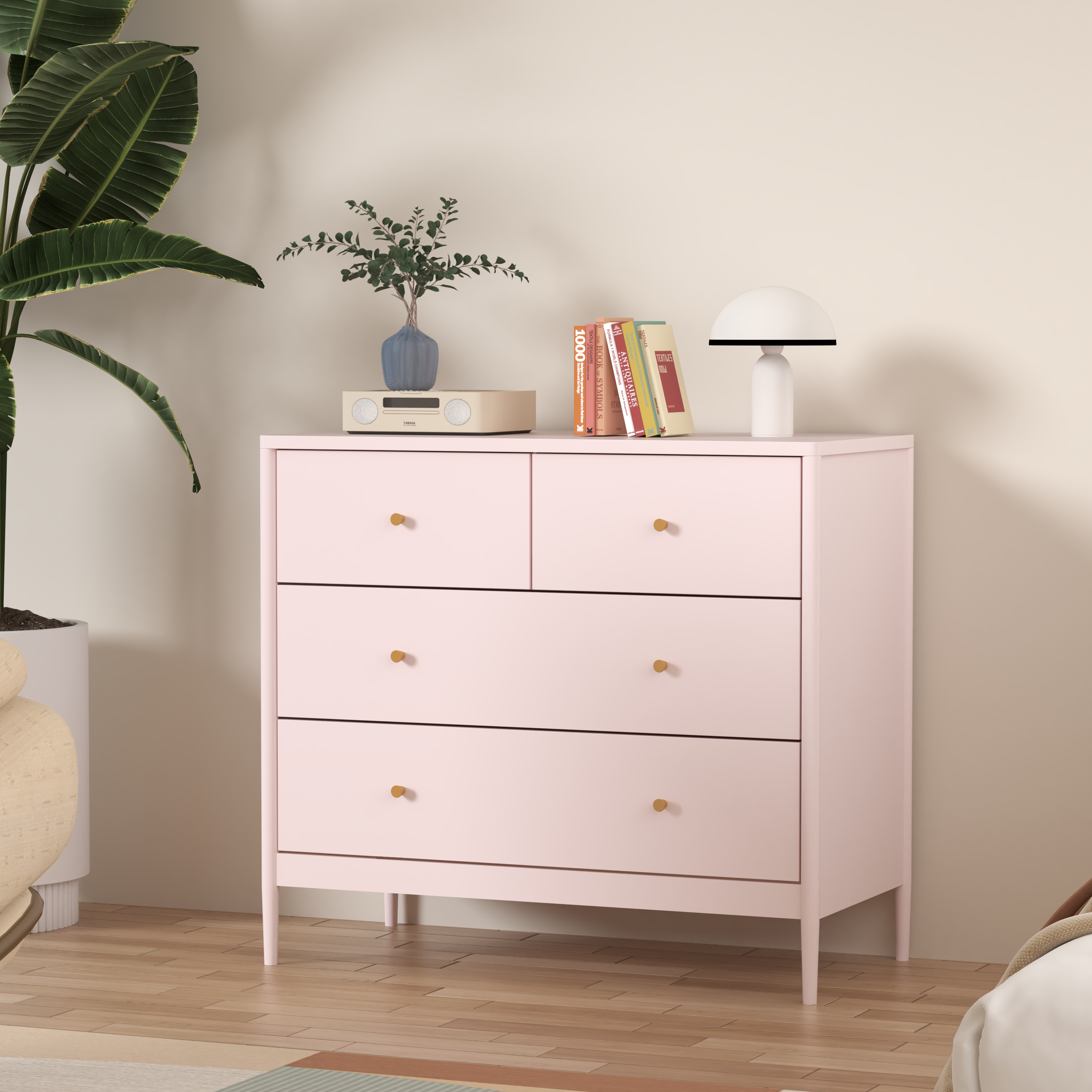 Pink 4-Drawer Kids Dresser — Wooden Storage Cabinet for Toddler — photo 7
