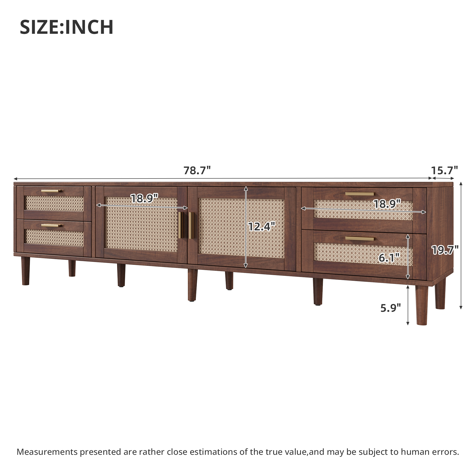 78 Inch TV Stand for TVs up to 85 inch, Media Console with 4 Drawers, Solid Wood Legs, Soft Closing Hinges, for Living Room, Modern Entertainment Center — foto 5