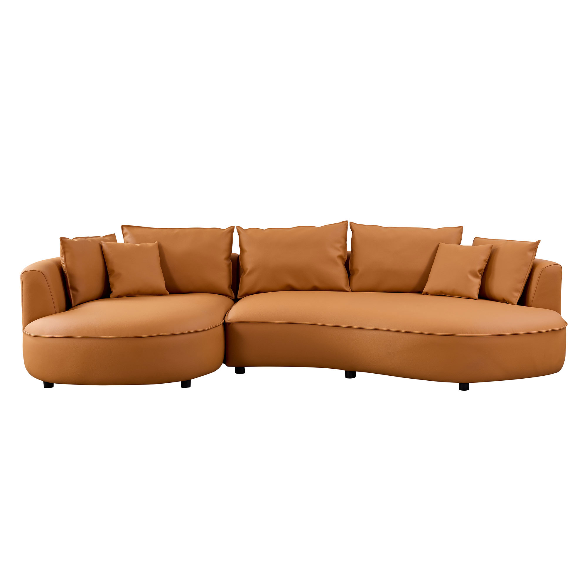 Modern Sectional curved Sofa Couch for Living Room,Upholstered 5-Seat Sofa Couch Eco-leather Couch Set for Apartment Office,Orange — foto 8
