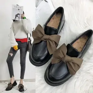 Women's shallow bow small leather shoes