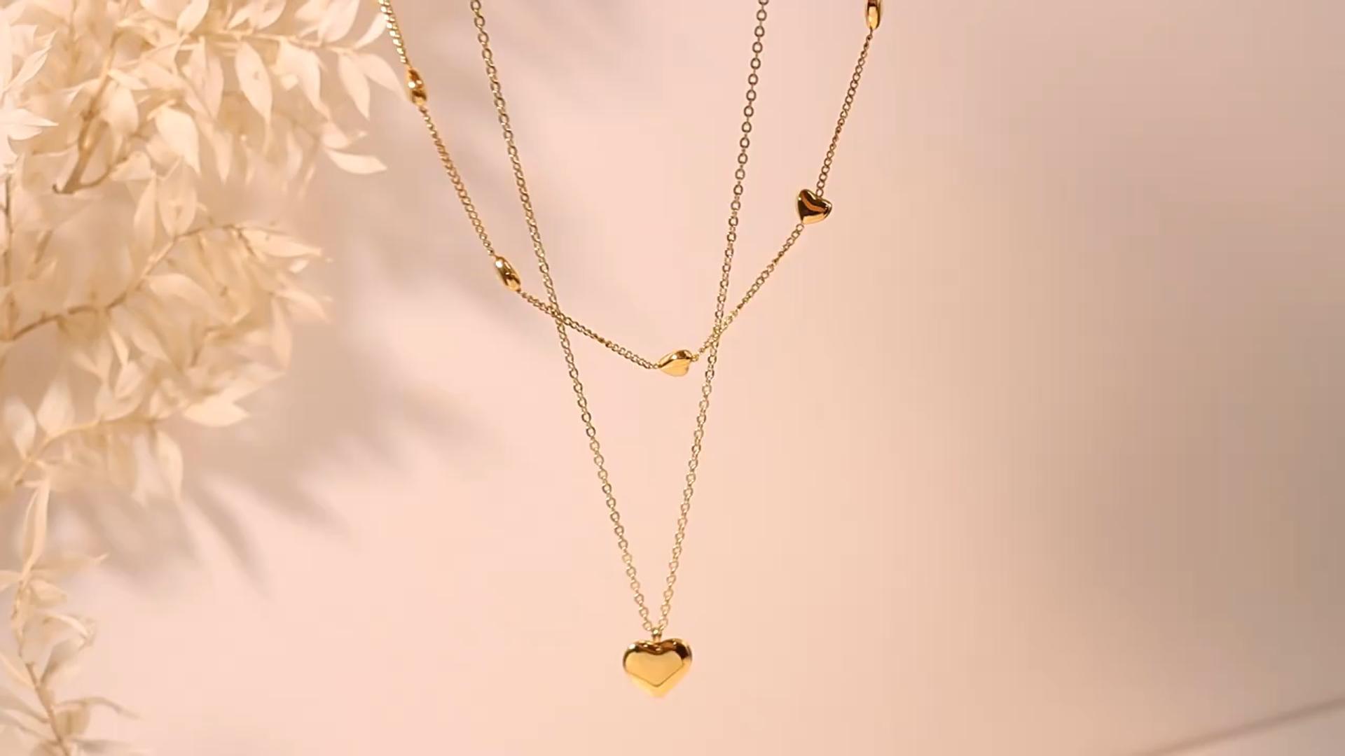 Double-layer Heart Pendant Fine Chain Necklace For Women