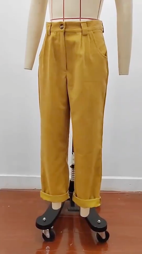 Baggy Corduroy Straight Pants Oversized Spodnie Elegant