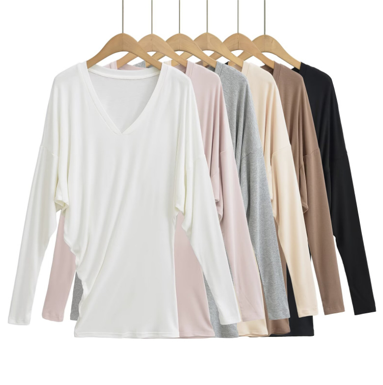 Women's American-style V-neck Irregular Loose Long Sleeve