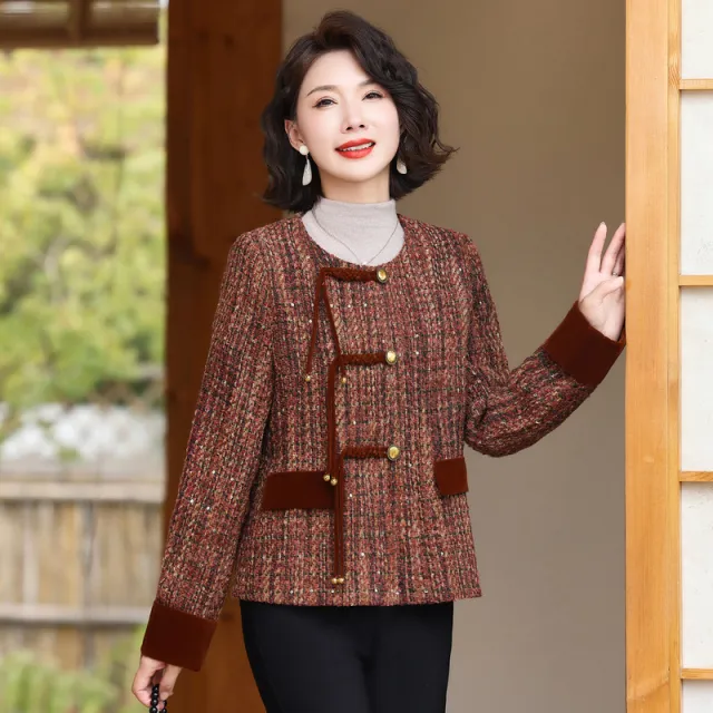 Mom's Short Coat Middle aged And Elderly Autumn Clothes Red - Shop at LoveMi