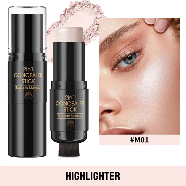 Highlight Blush Double headed Contour Stick With Brush M01 English Packaging - Shop at LoveMi