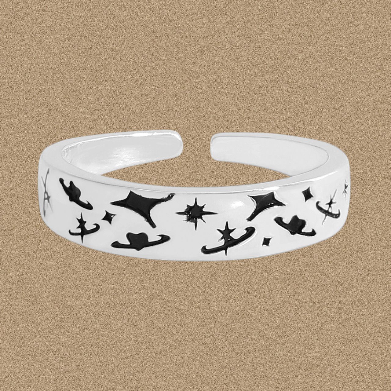 Special Interest Light Luxury Design Graffiti Love Planet Ring