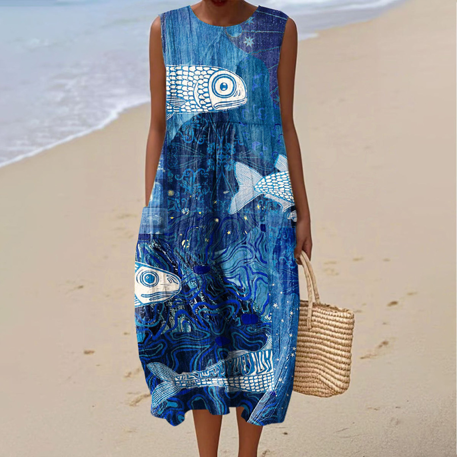 Sleeveless Shirt Dress Women's Casual Floral Print 3D Printed Sleeve Length Skirt 37 Models - Shop at LoveMi