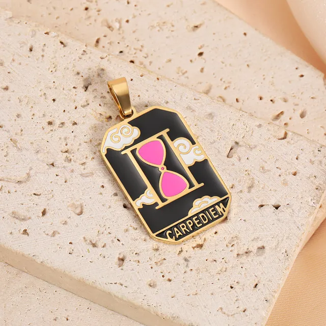 French Retro Tarot Pendant Rectangular Dripping Sweater Necklace Carpediem - Shop at LoveMi