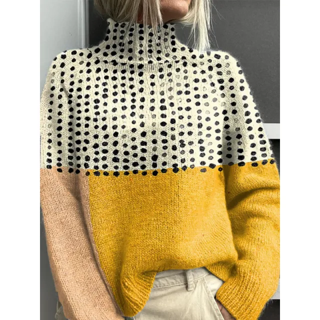 Printed Casual Turtleneck Bedford Cord Sweater Dy58010 - Shop at LoveMi