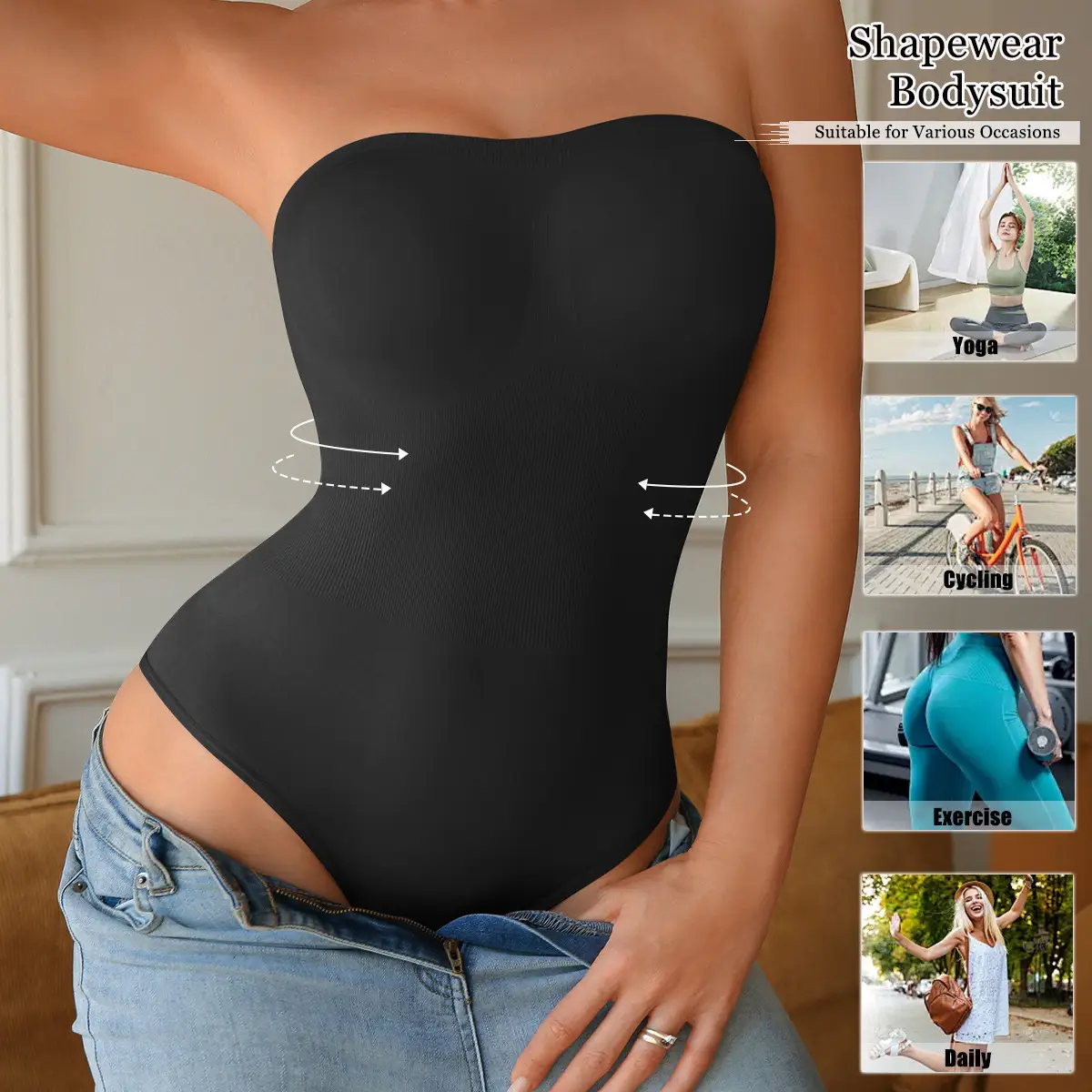 Womens Tummy-Control And Butt-Lifting One-Piece Shapewear