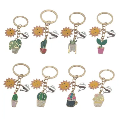 Pastoral Style Cactus Sun Kettle Combination Keychain
