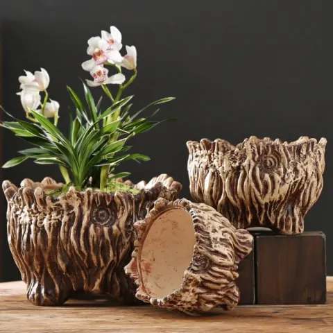 Flower Pot Ceramic Large Extra Wood Shaped Tree Root