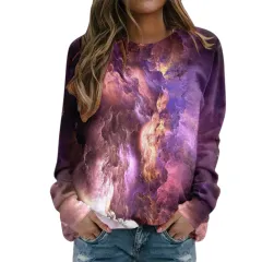 Starry Sky 3D Digital Printing Women's Round Neck Sweater - Myl2722-Xs - View 1