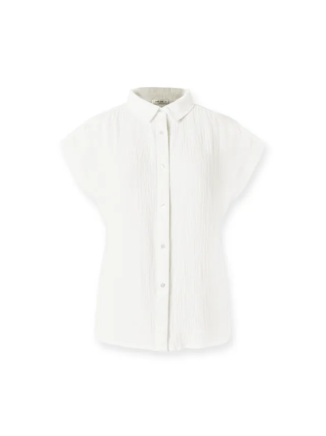 Women's Cotton Short sleeved Shirt With Raglan Sleeves White Qr27282 - Shop at LoveMi