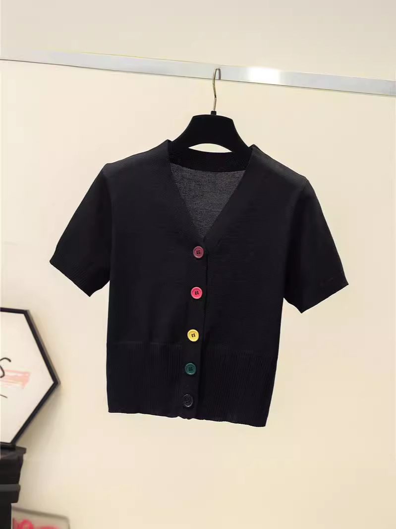 V-neck Short Sweater Cardigan Top